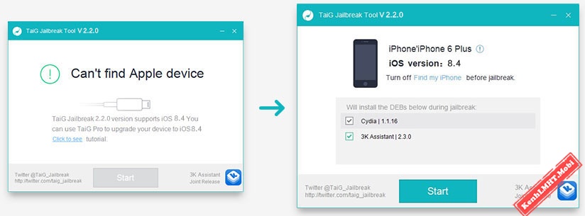 Hướng dẫn Jailbreak iOS 8.1.3, 8.2, 8.3, 8.4 sử dụng công cụ TaiG 2.4.3